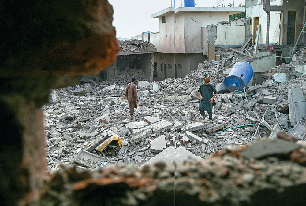 A building in Muridke damaged by an Indian missile strike in Operation Sindoor, May 7, 2025