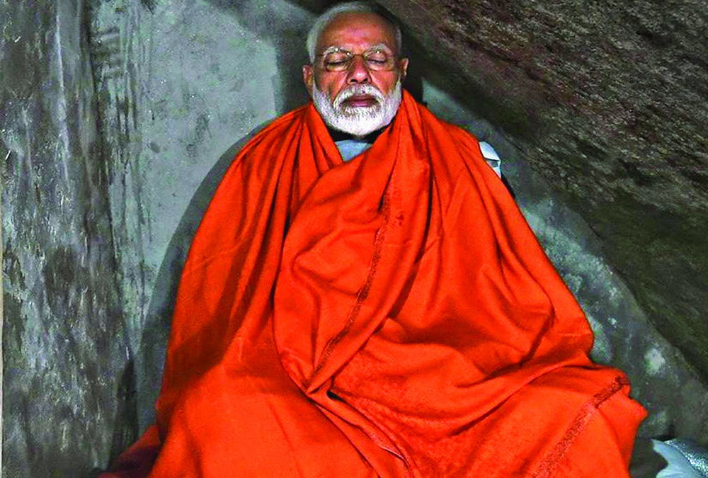 Modi meditates in a cave near the Kedarnath shrine, Rudraprayag, May 18, 201